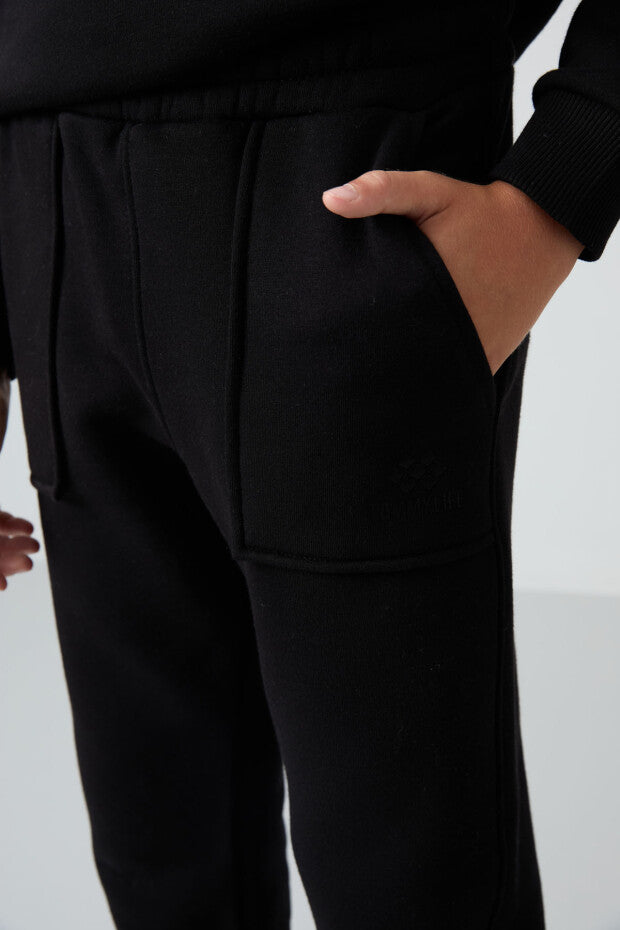 Siyah Pamuklu Erkek Çocuk Eşofman Takım