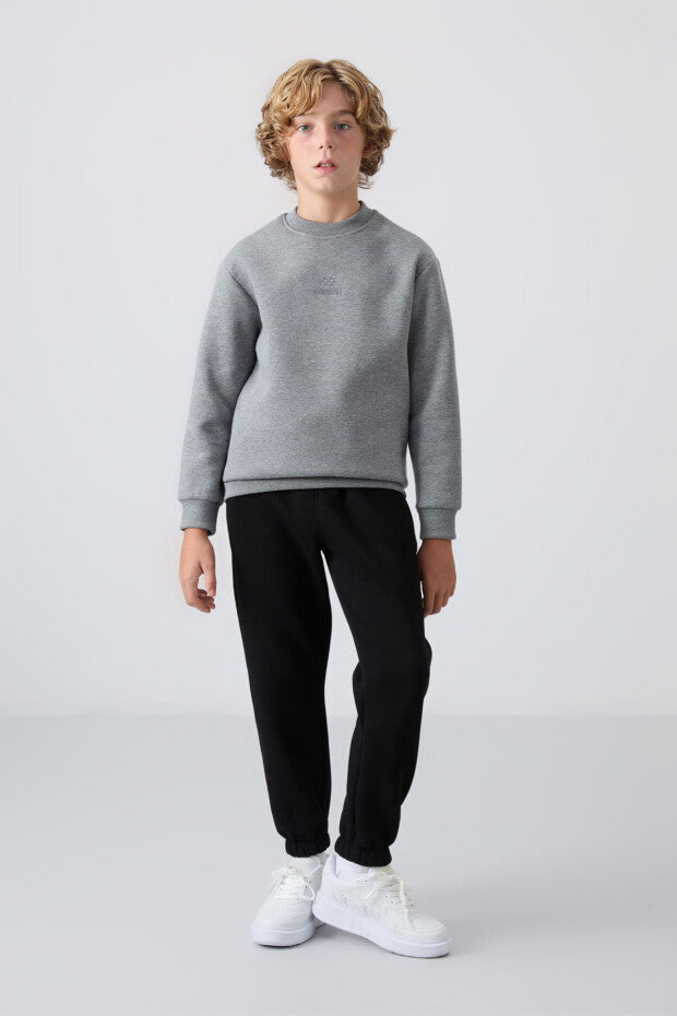 Gri Erkek Çocuk Pamuklu Sweatshirt