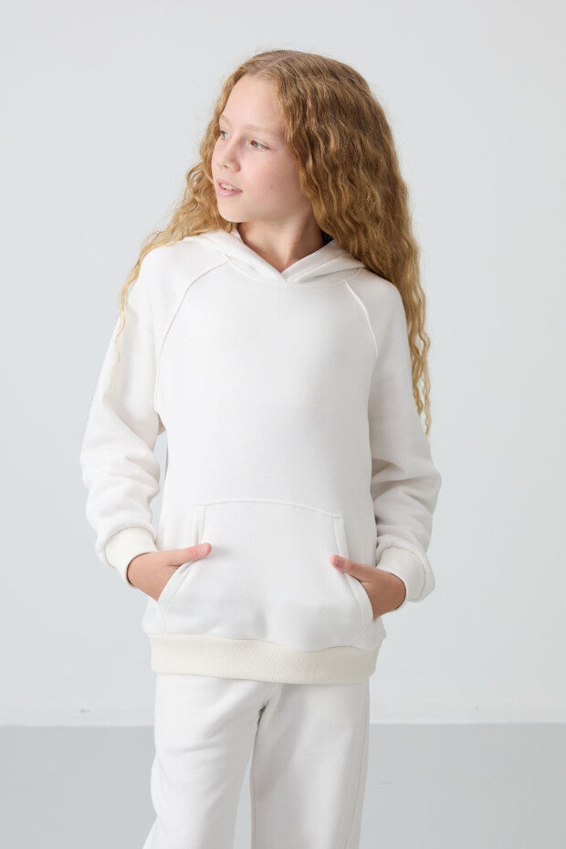 Ekru Şardonlu Kız Çocuk Eşofman Takımı