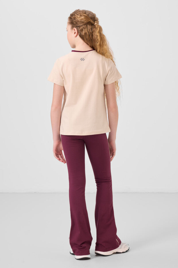 Bordo İspanyol Paça Tayt Tshirt Takım