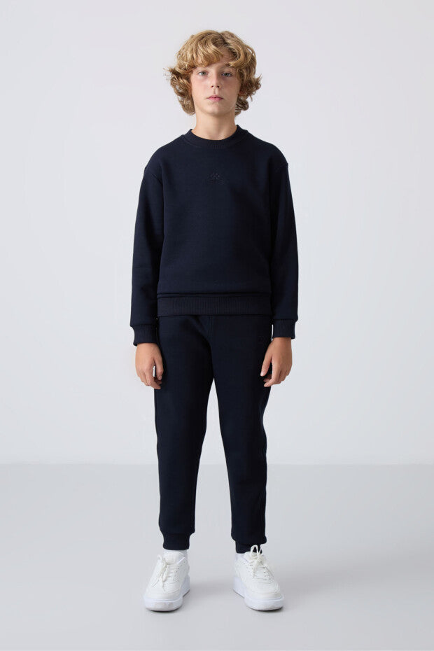 Lacivert İçi Pamuklu Erkek Çocuk Eşofman Takımı