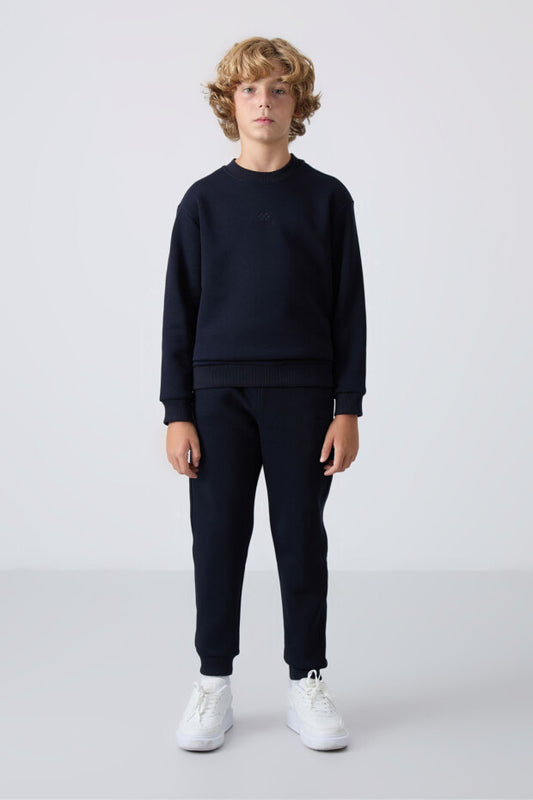 Lacivert İçi Pamuklu Erkek Çocuk Eşofman Takımı