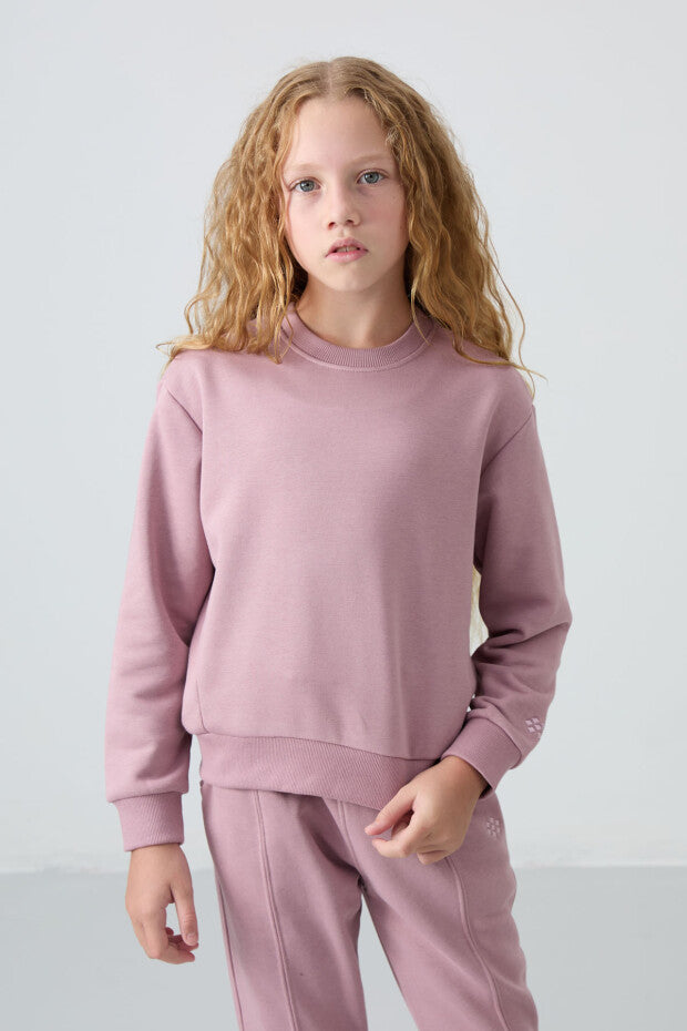 Gül Kurusu Pamuklu Kız Çocuk Eşofman Takımı