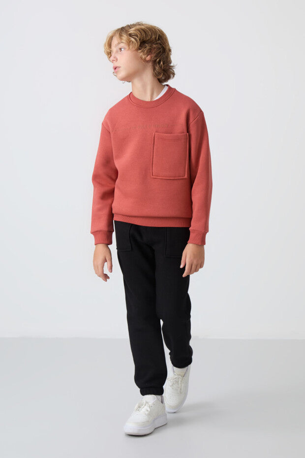 Kiremit Rengi Pamuklu Eşofman Takımı Erkek çocuk