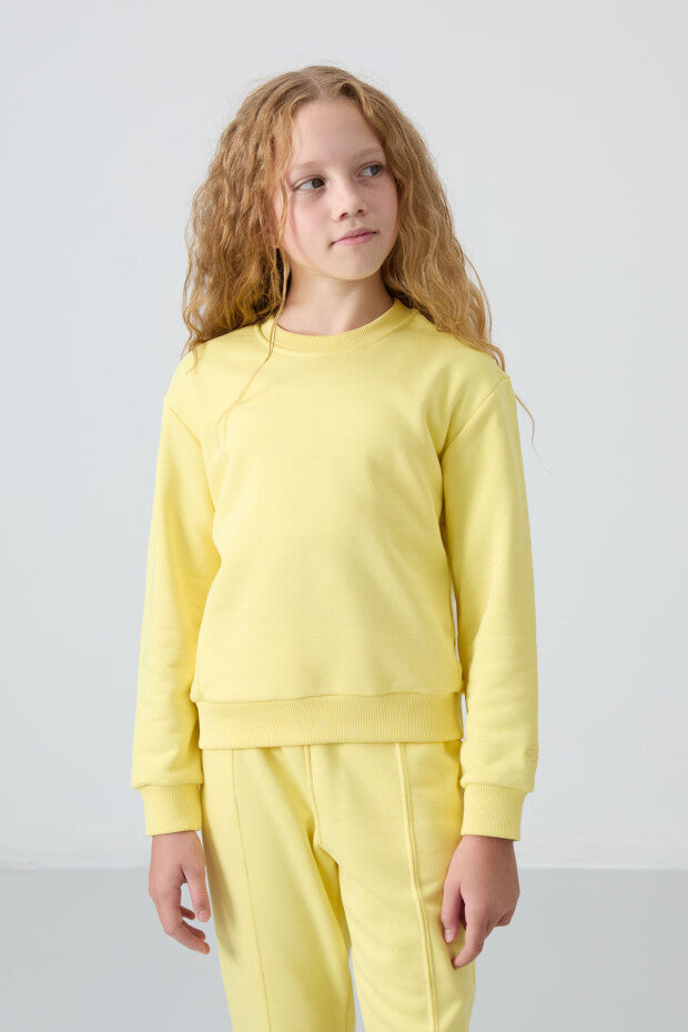 Sarı Kız Çocuk Pamuklu Eşofman Takımı