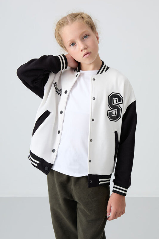 Beyaz Stronger Yesterday Baskılı Kolej Ceket