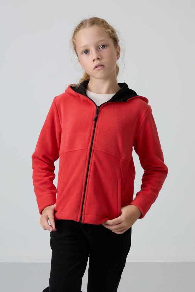 Kapüşonlu Kız Çocuk Nar Çiçeği Sweatshirt