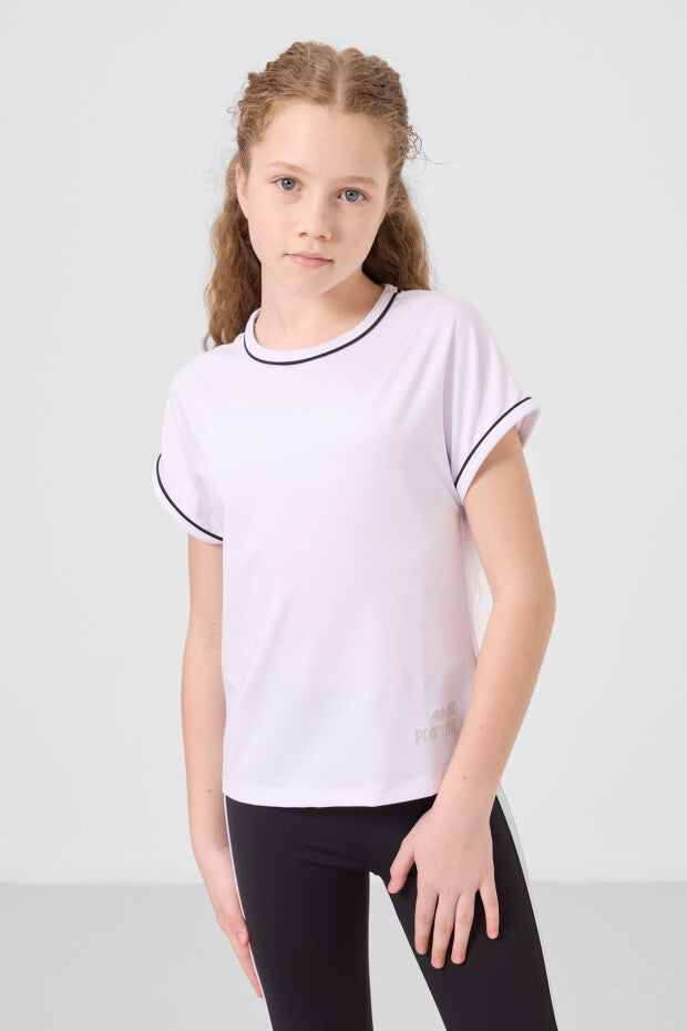 Siyah Beyaz Şerit Detaylı Uzun Tayt Takım