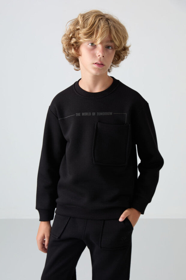 Siyah Pamuklu Erkek Çocuk Eşofman Takım