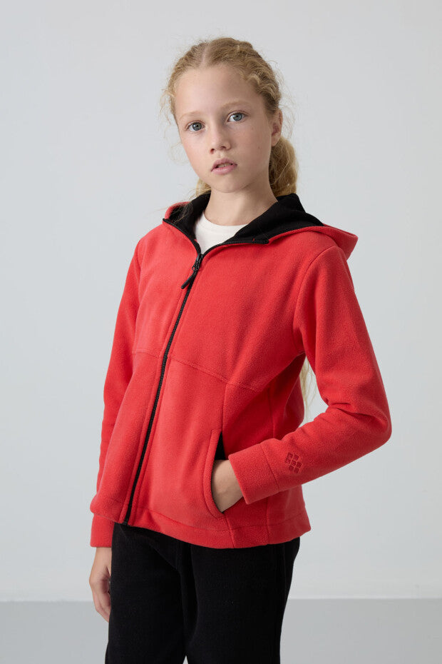 Kapüşonlu Kız Çocuk Nar Çiçeği Sweatshirt