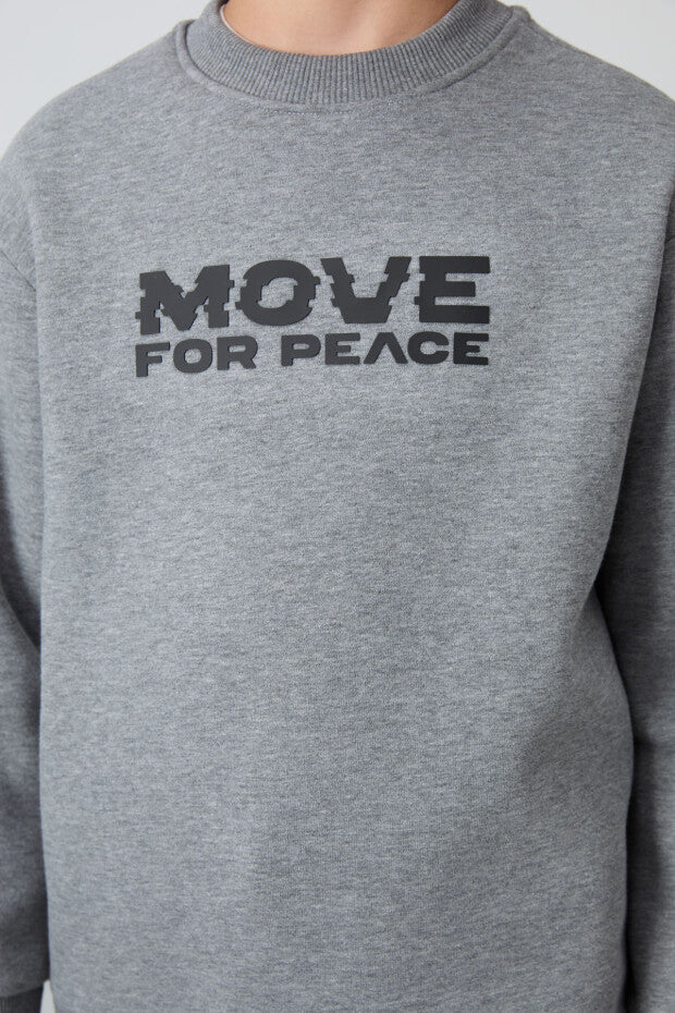 Gri Pamuklu Erkek Çocuk Sweatshirt