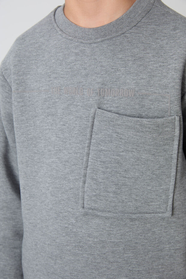 Gri Pamuklu Erkek Çocuk Eşofman Takımı