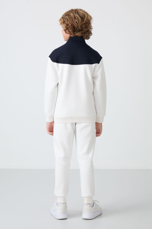 Ekru Pamuklu Erkek Çocuk Eşofman Takımı