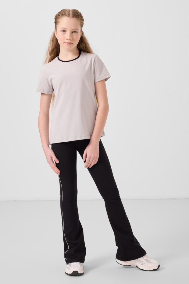 Siyah İspanyol Paça Tayt Taş Tshirt Takım