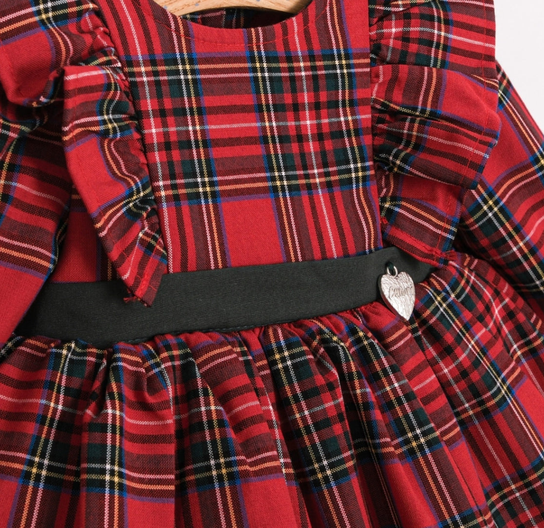 Kız Bebek Ekoseli Elbise | 6-24 Ay | Kışlık Şık Bebek Elbisesi | Yumuşak & Rahat Kumaş