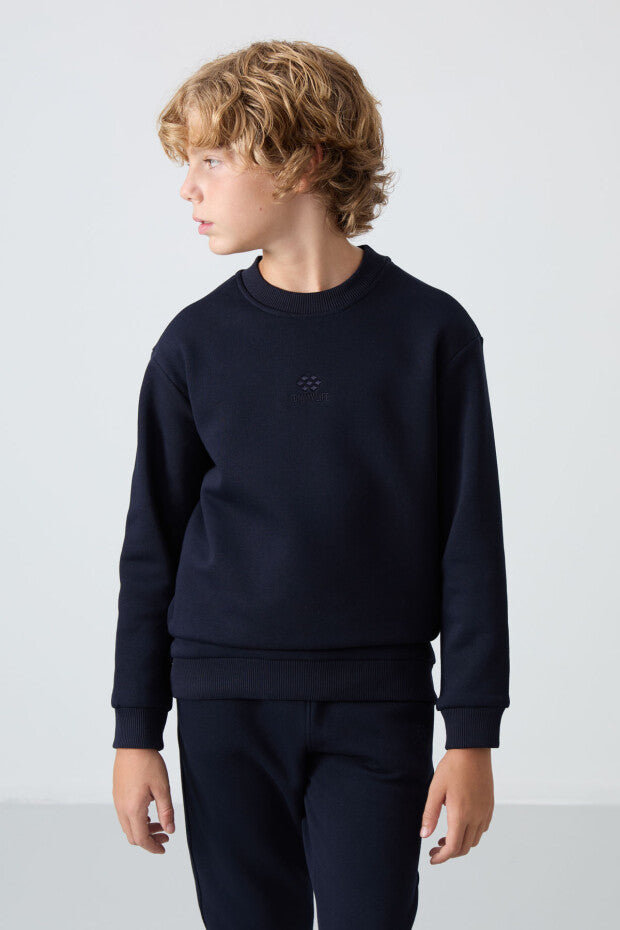 Lacivert İçi Pamuklu Erkek Çocuk Eşofman Takımı