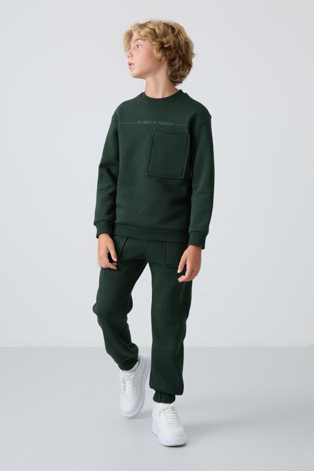 Koyu Yeşil Pamuklu Eşofman Takımı Erkek Çocuk