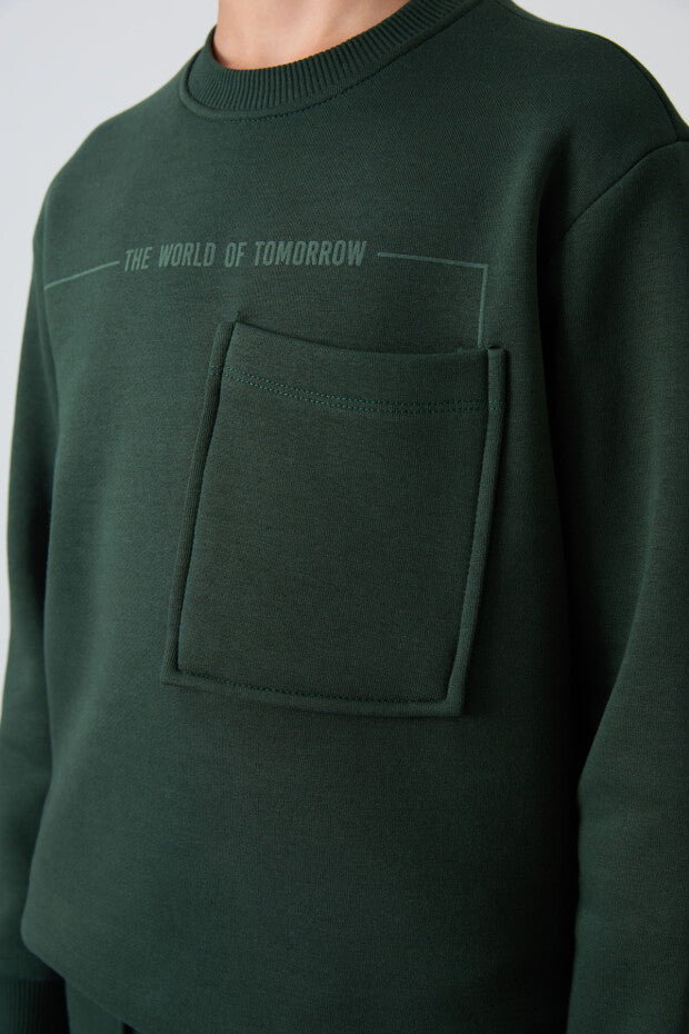 Koyu Yeşil Pamuklu Eşofman Takımı Erkek Çocuk