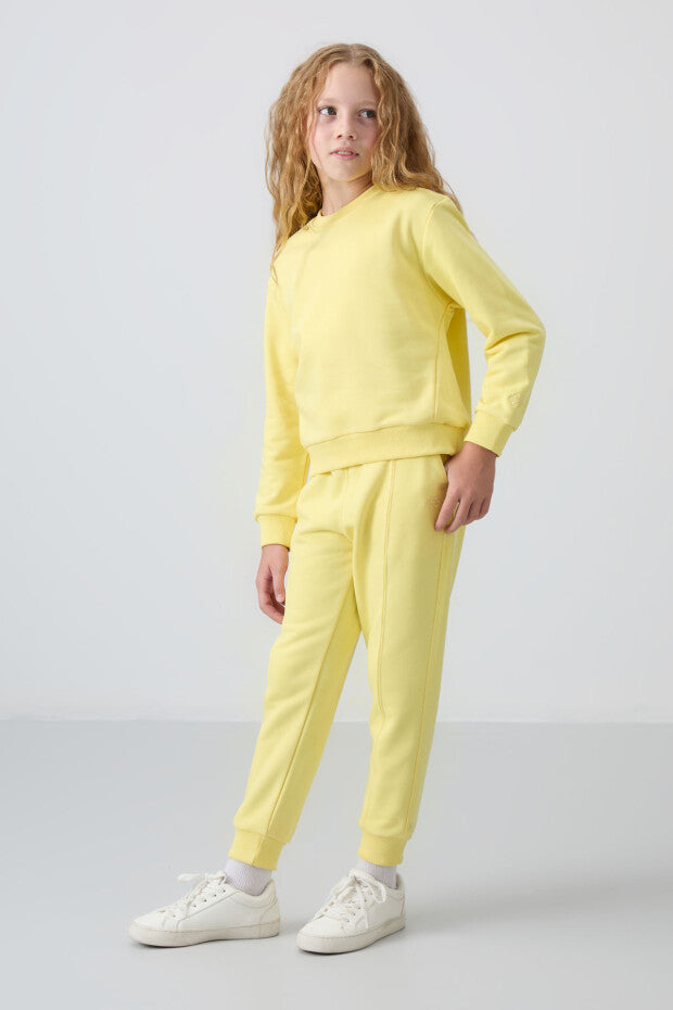 Sarı Kız Çocuk Pamuklu Eşofman Takımı