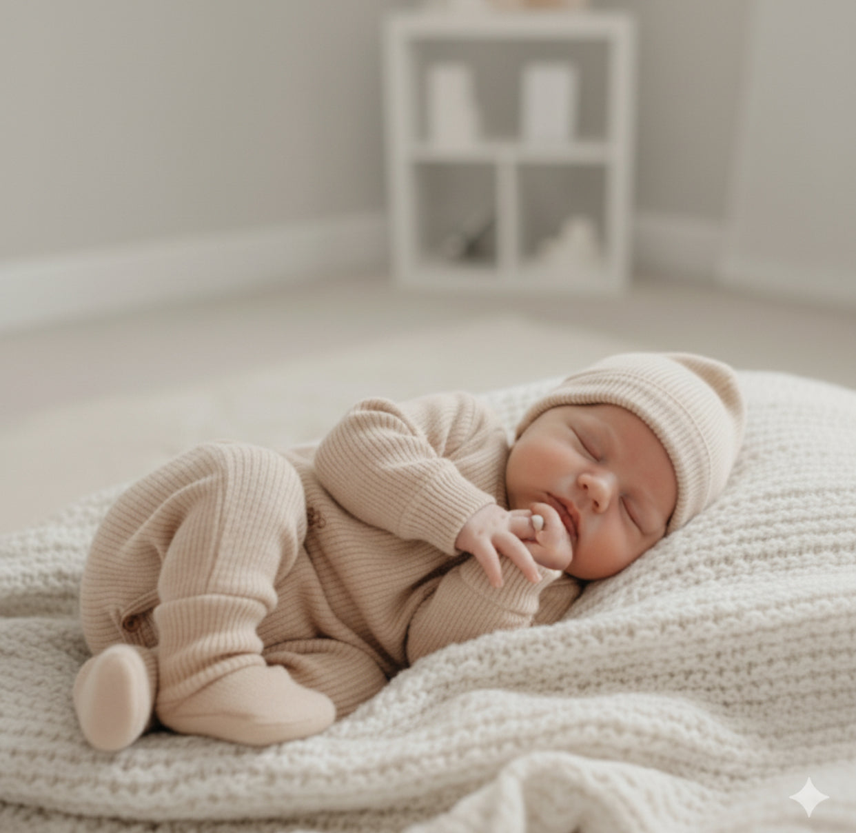 Unisex Yenidoğan 3’lü Hastane Çıkışı Seti | Organik Pamuk GOTS Sertifikalı | Bebek Tulum Şapka Çorap - 8319