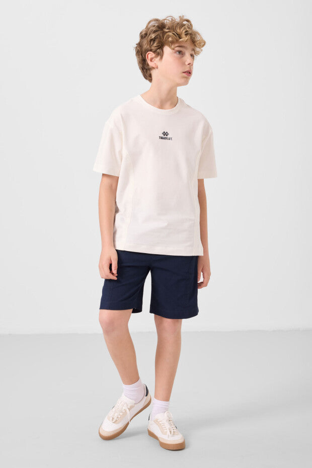 Erkek Çocuk Ekru Tshirt Laci Şort Takım
