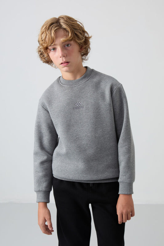 Gri Erkek Çocuk Pamuklu Sweatshirt
