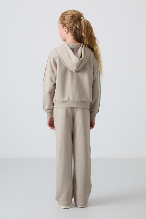 Tam Boy Fermuarlı Kapüşonlu Kız Çocuk Eşofman Takımı