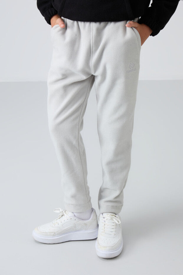 Düz Paça Yaş Rengi Polar Eşofman Takımı Erkek Çocuk