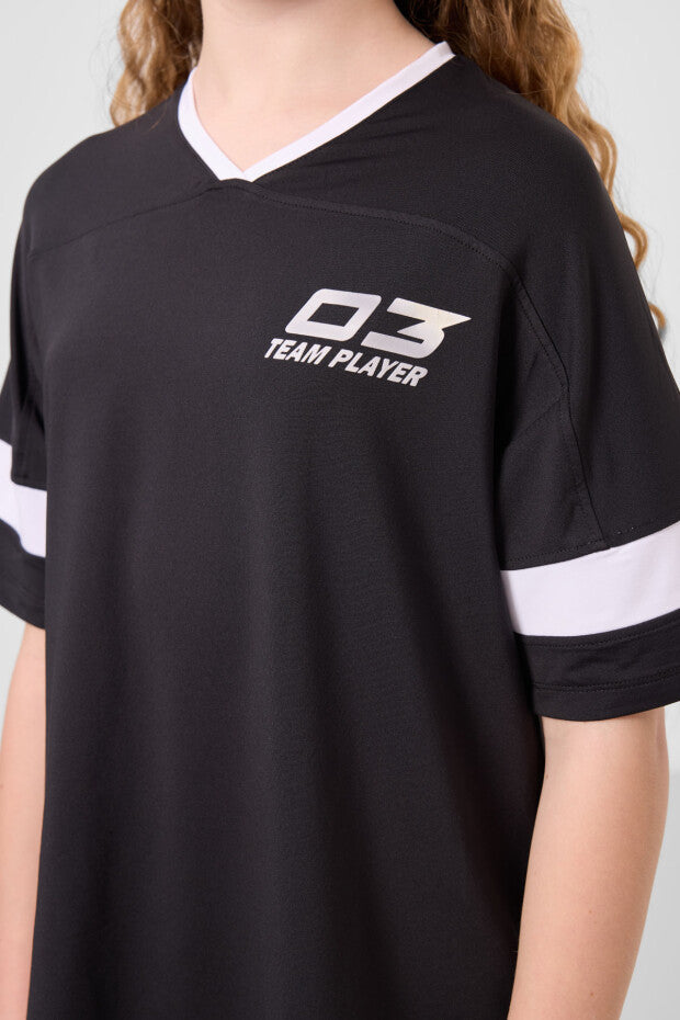 Siyah Spor Tshirt KısaTayt Takım