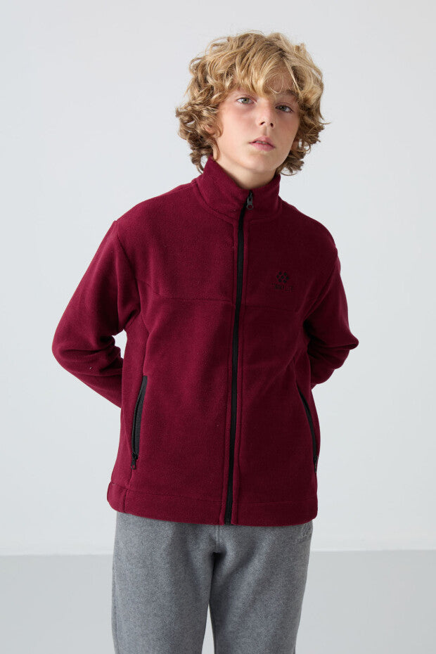 Bordo Polar Dik Yaka Sweatshirt Erkek Çocuk