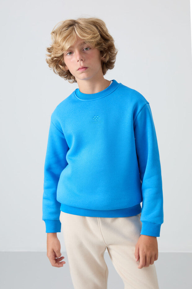 Mavi Erkek Çocuk Pamuklu Sweatshirt
