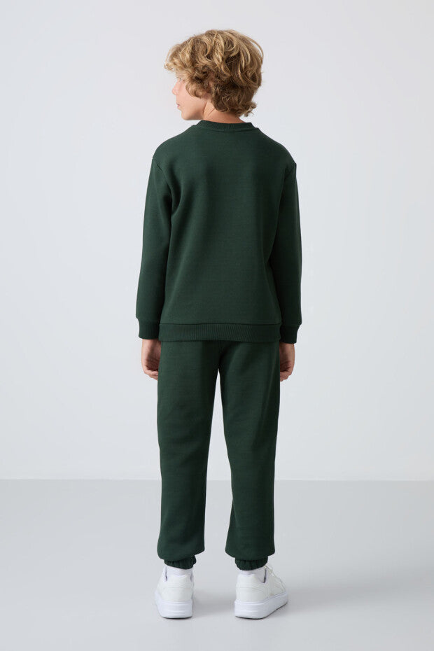 Koyu Yeşil Pamuklu Eşofman Takımı Erkek Çocuk