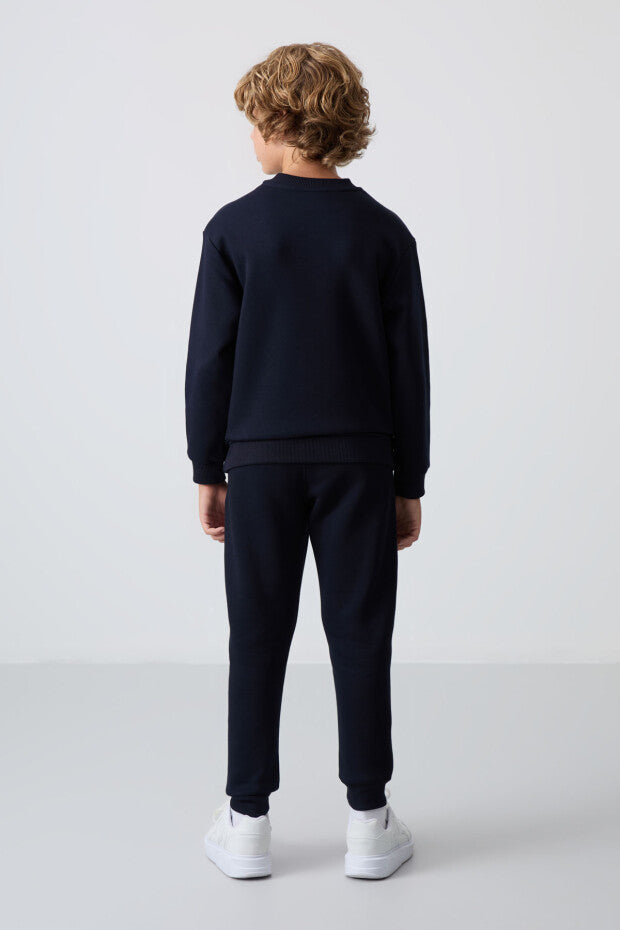 Lacivert İçi Pamuklu Erkek Çocuk Eşofman Takımı