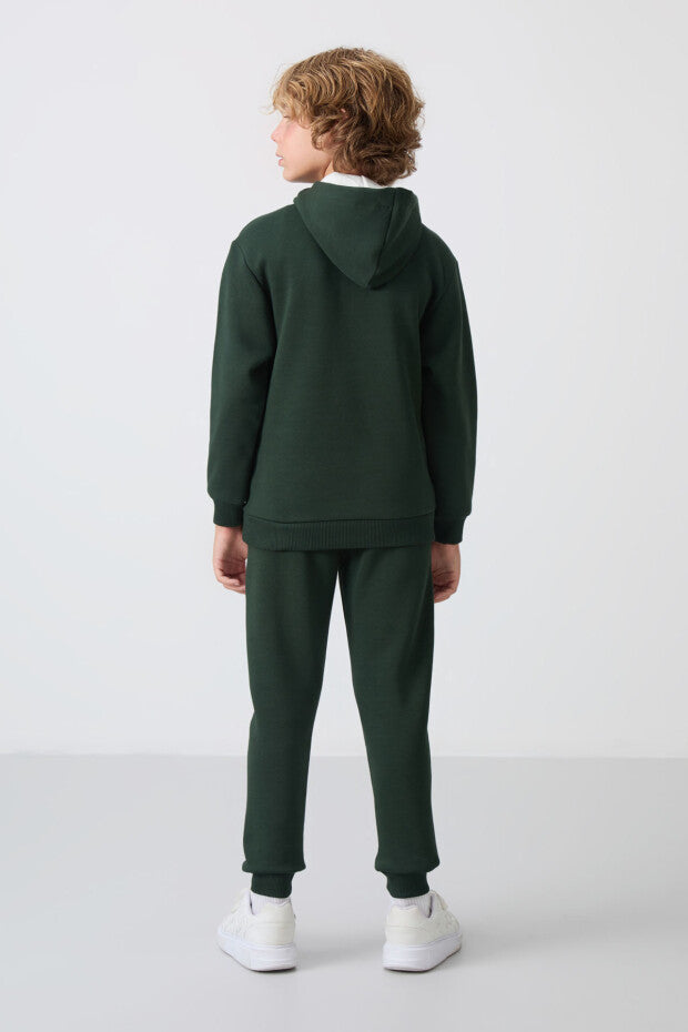 Yeşil Kapüşonlu Erkek Çocuk Eşofman Takımı