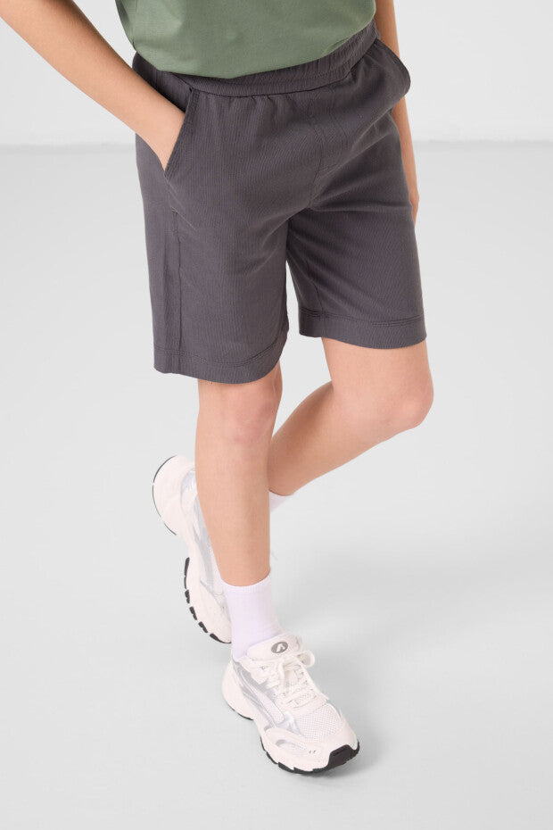 Erkek Çocuk Yeşil Tshirt Füme Şort Takım