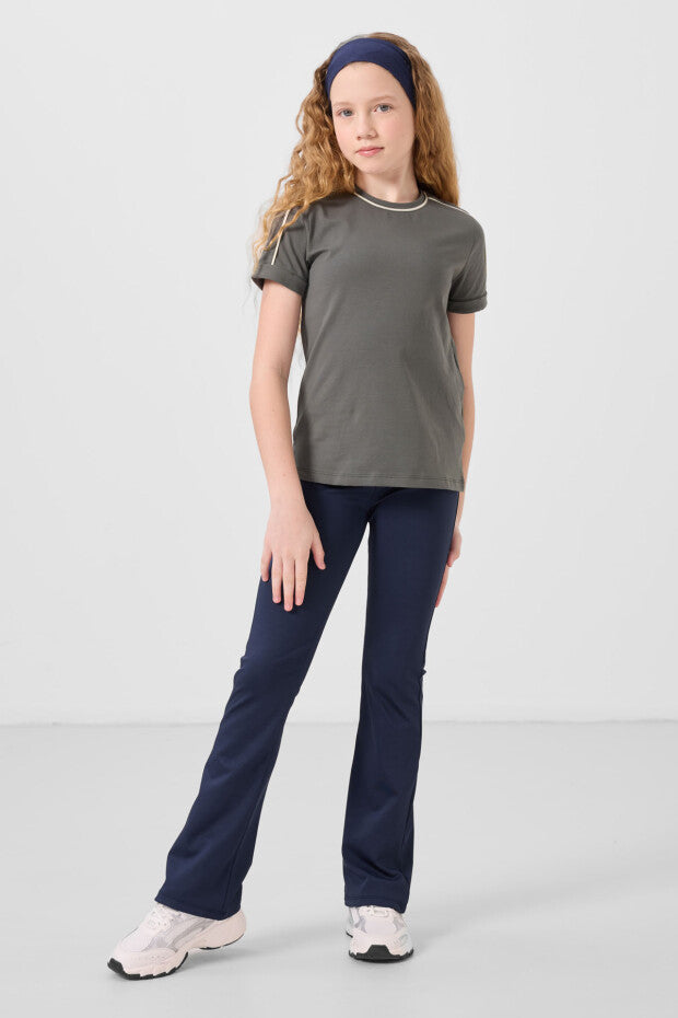 Lacivert İspanyol Paça Spor Tayt