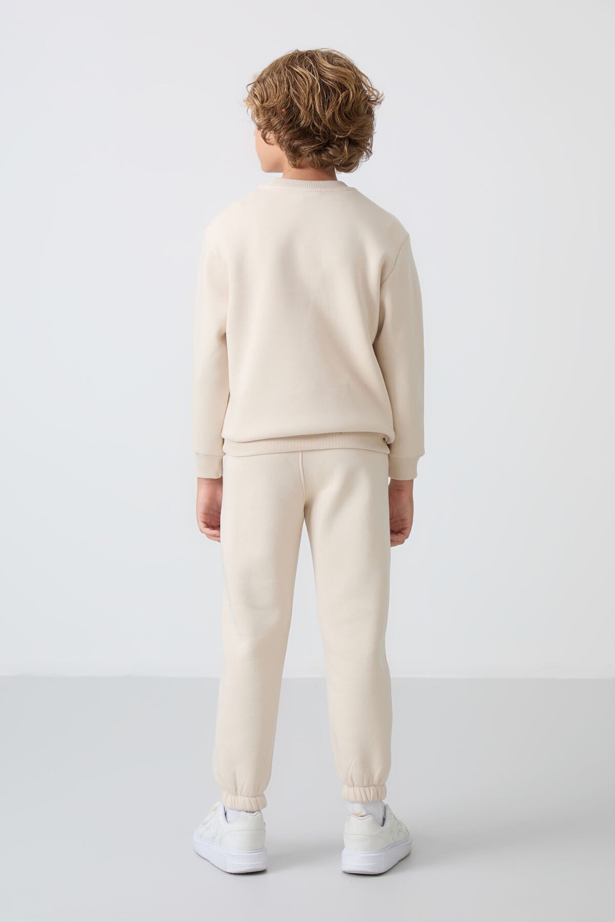 Bej Rengi Pamuklu Erkek Çocuk Eşofman Takımı