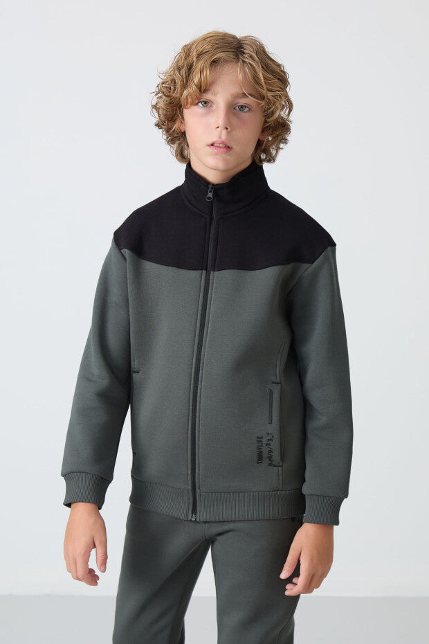 Haki Erkek Çocuk Pamuklu Eşofman Takımı