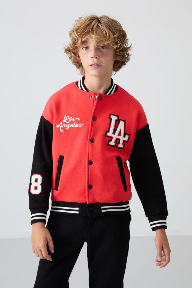 Nar Çiçeği Losangeles Nakışlı Kolej Ceketi