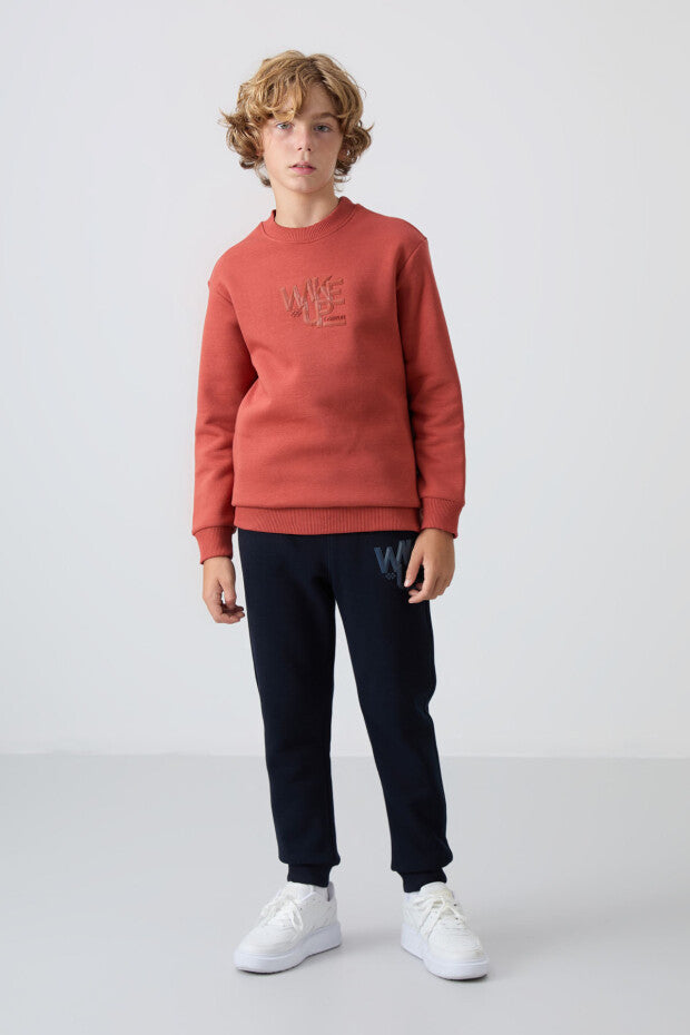 Kiremit Lacivert Pamuklu Eşofman Takım Erkek Çocuk