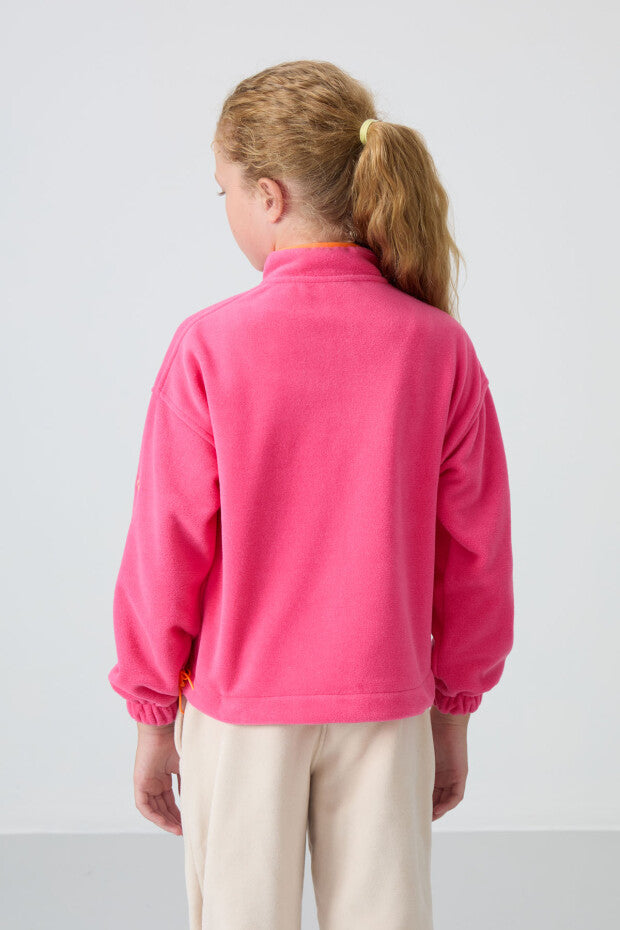Şeker Pembe Fermuarlı Sweatshirt