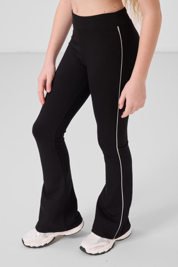 Siyah İspanyol Paça Tayt Taş Tshirt Takım