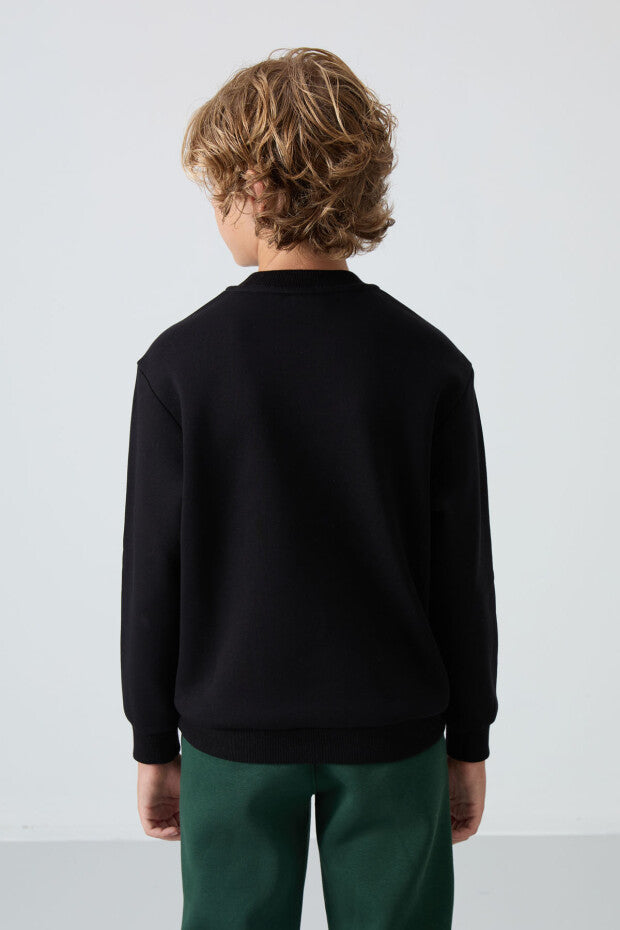 Siyah Pamuklu Erkek Çocuk Sweatshirt