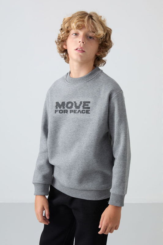 Gri Pamuklu Erkek Çocuk Sweatshirt