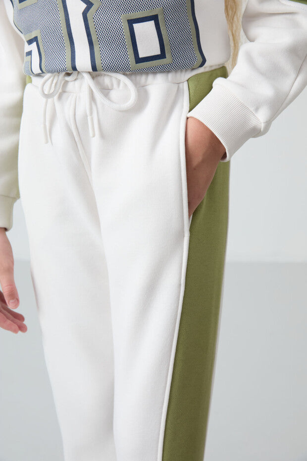 Ekru İçi Pamuklu Kız Çocuk Eşofman Takımı