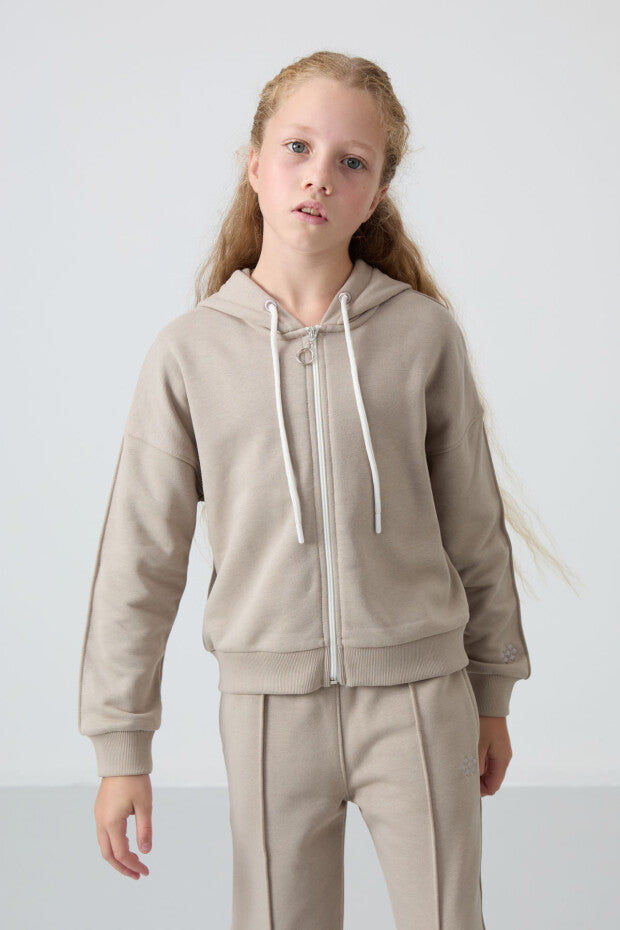 Tam Boy Fermuarlı Kapüşonlu Kız Çocuk Eşofman Takımı