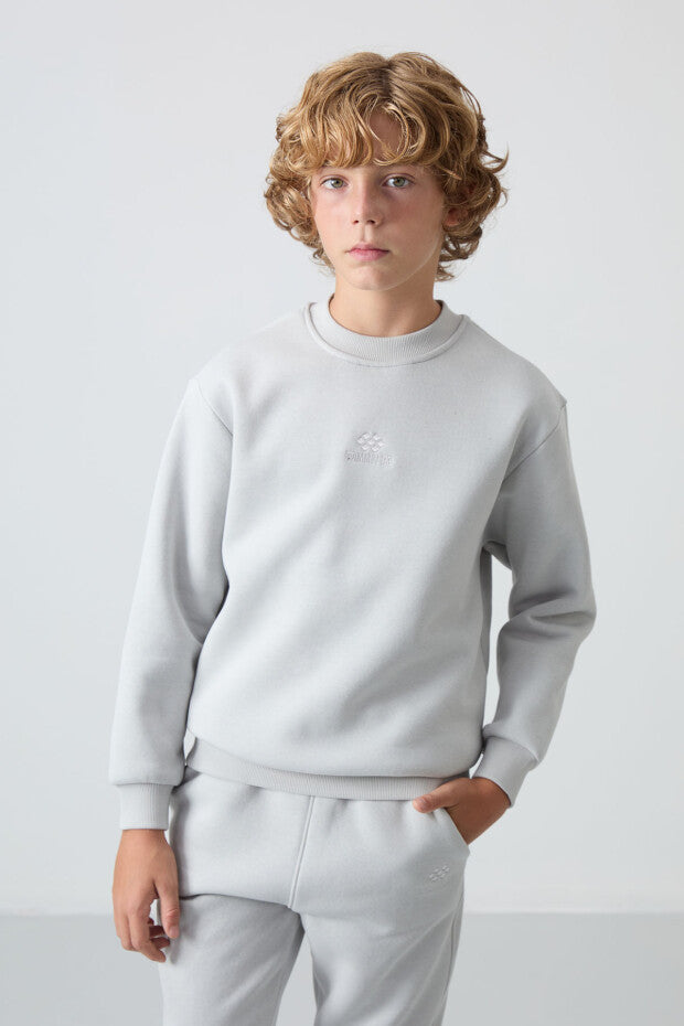 Taş Rengi Pamuklu Erkek Çocuk Eşofman Takımı