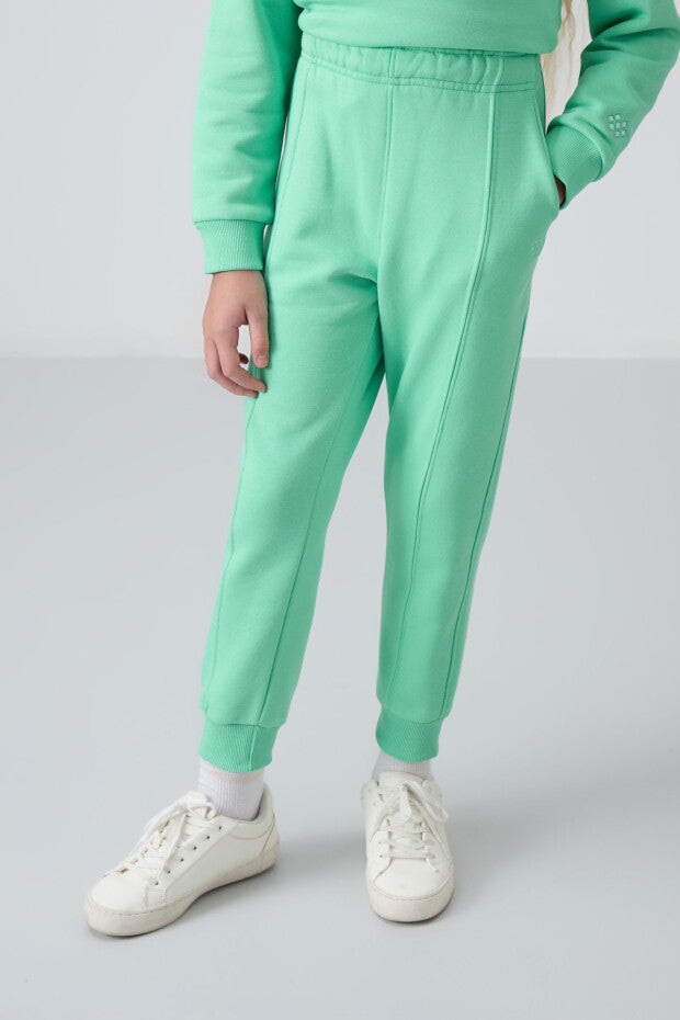 Su Yeşili Kız Çocuk Pamuklu Eşofman Takımı