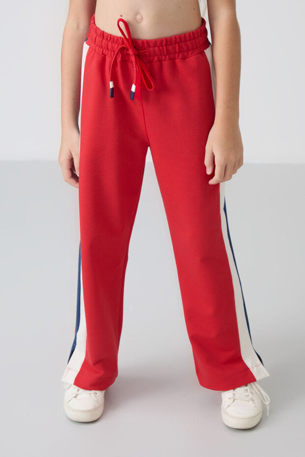 Kız Çocuk Kırmızı Geniş Paça Eşofman Altı