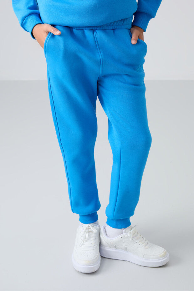 Mavi İçi Pamuklu Erkek Çocuk Eşofman Takımı